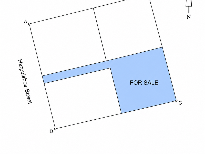 A site plan diagram illustrating the layout and orientation of the residential vacant land parcel for sale.