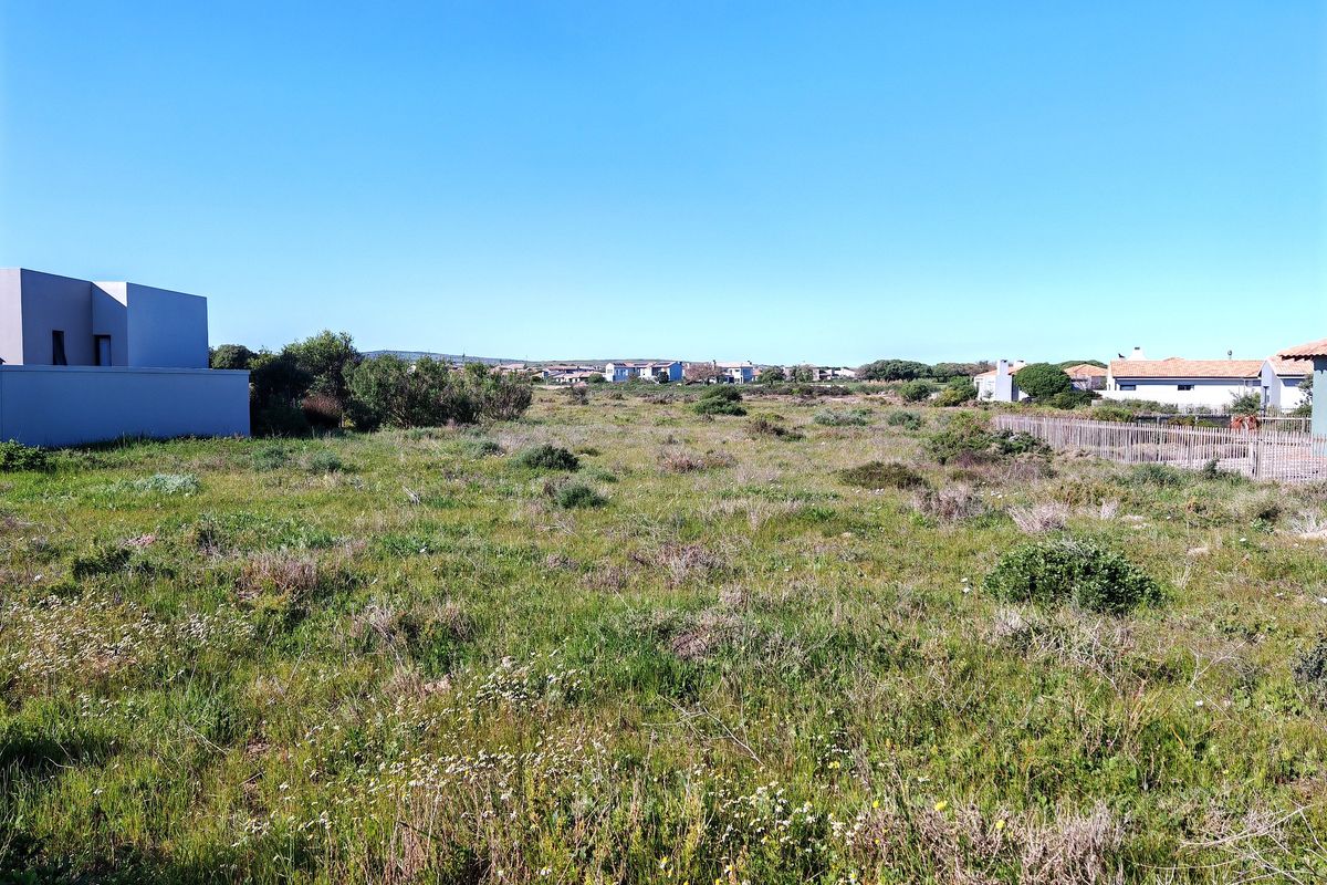 A view of a vacant residential plot featuring natural vegetation, boundary walls, and surrounding neighborhood properties.