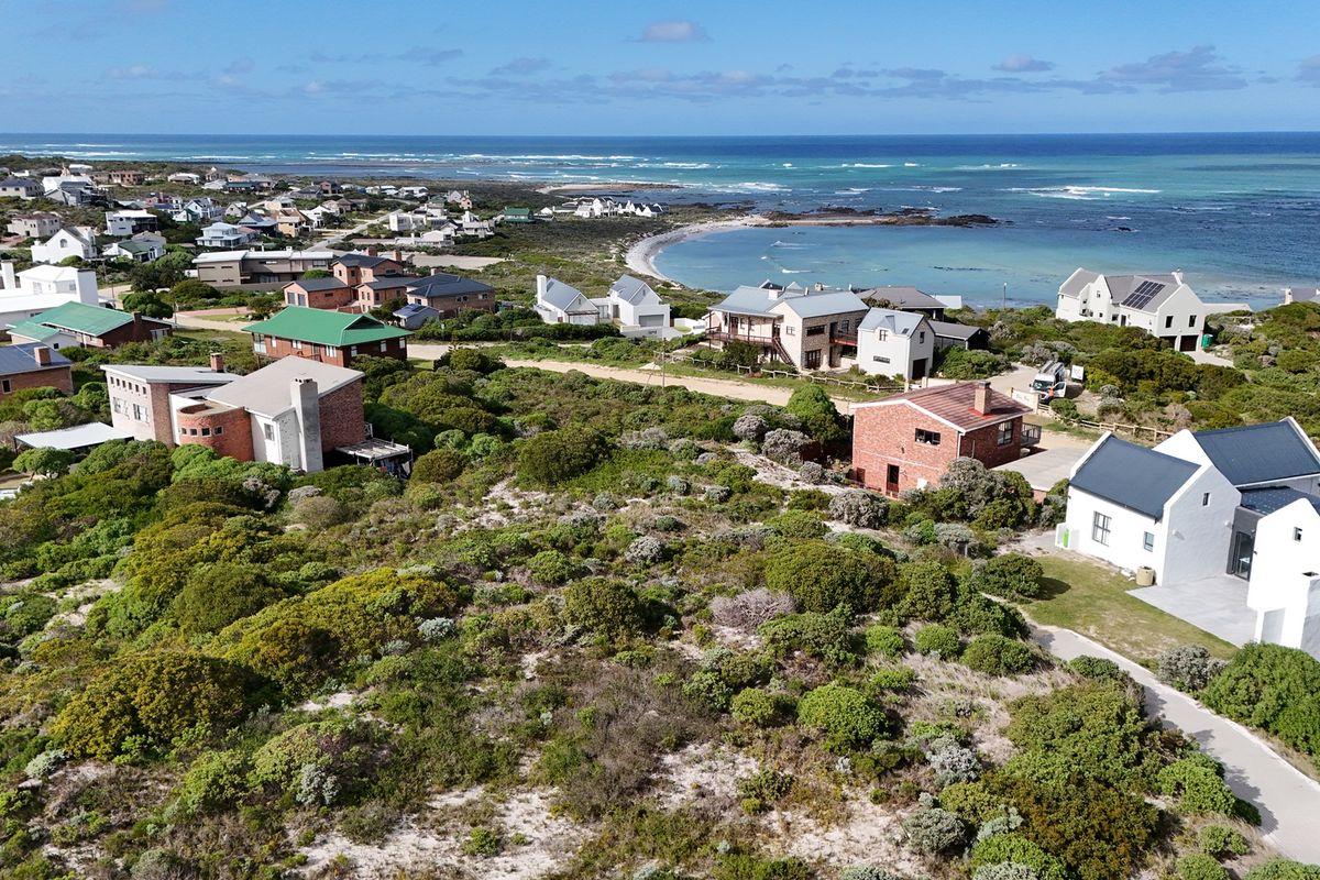 An aerial view of a coastal residential area featuring native vegetation and proximity to the ocean.