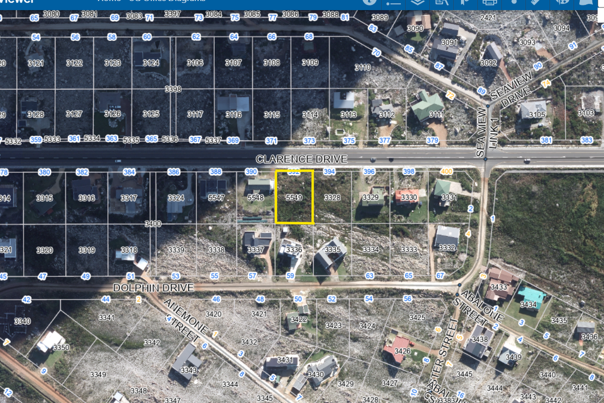 An aerial map view showing the location and cadastral boundaries of the residential land parcel.