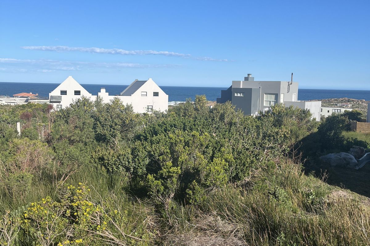 A scenic view overlooking a coastal landscape with native vegetation and neighboring residential properties in the distance.
