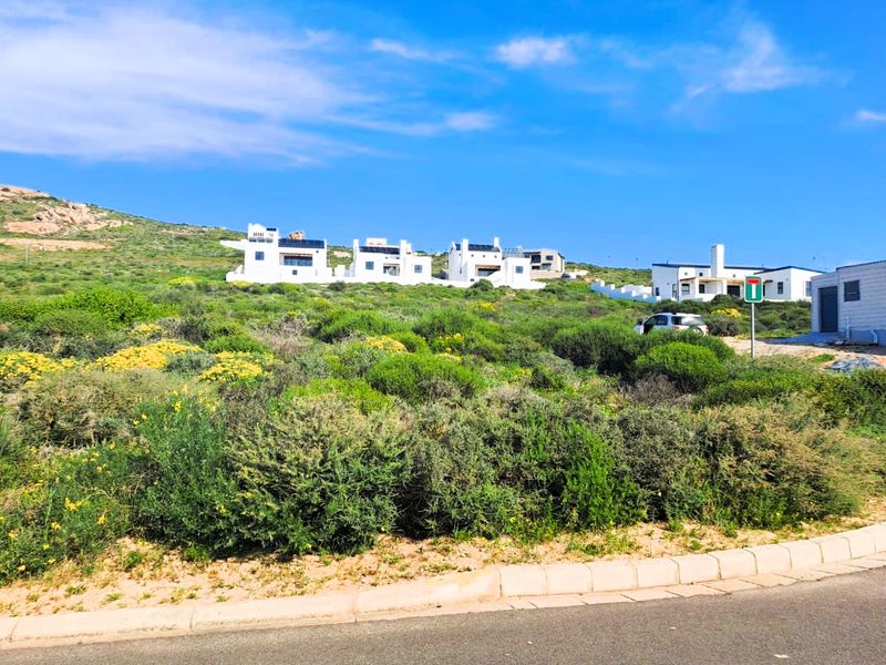 A view of a vacant residential plot featuring natural coastal vegetation, with established residential properties visible in the background.