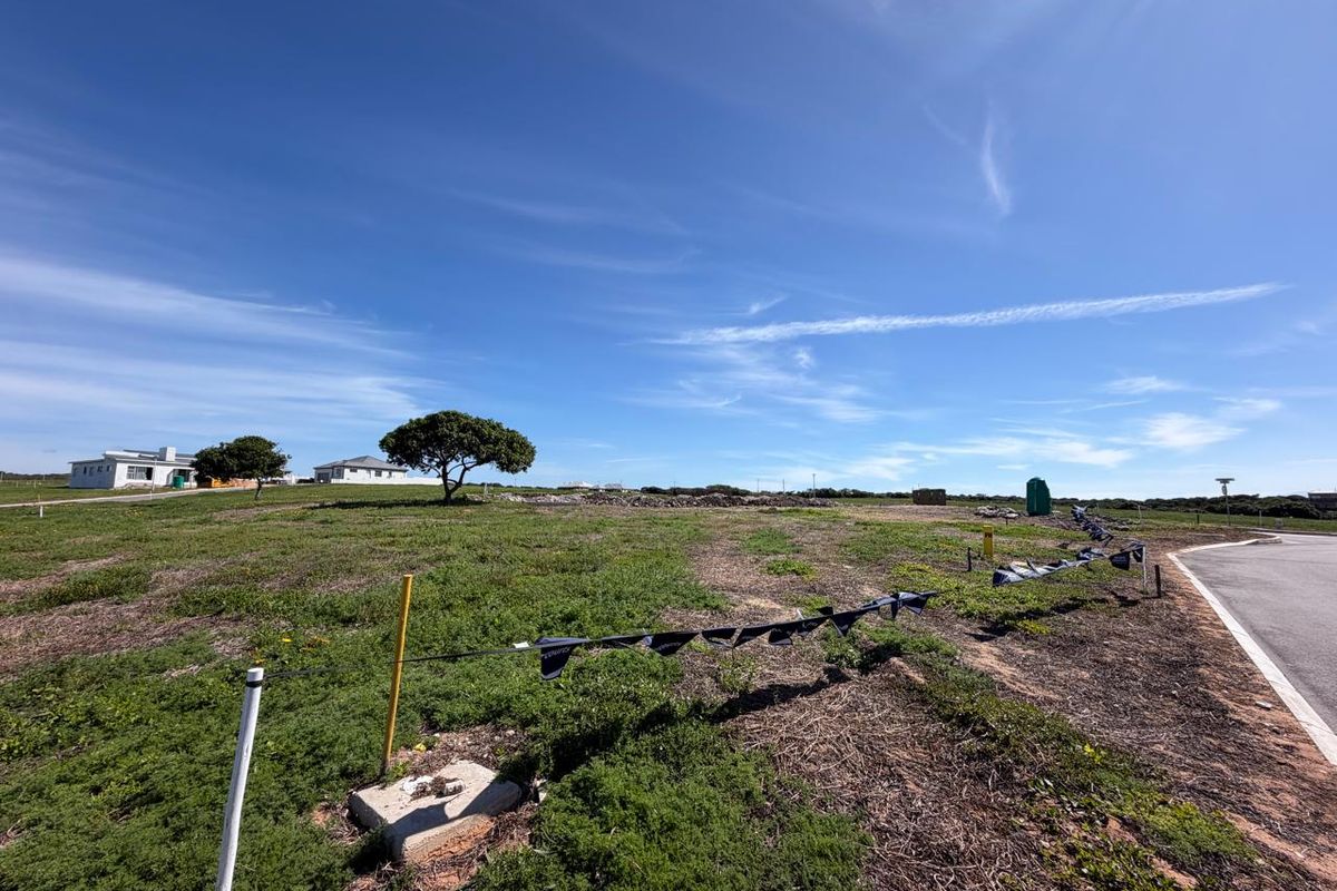A wide-angle view of a vacant residential plot featuring natural vegetation, boundary markers, and direct access to a paved street.