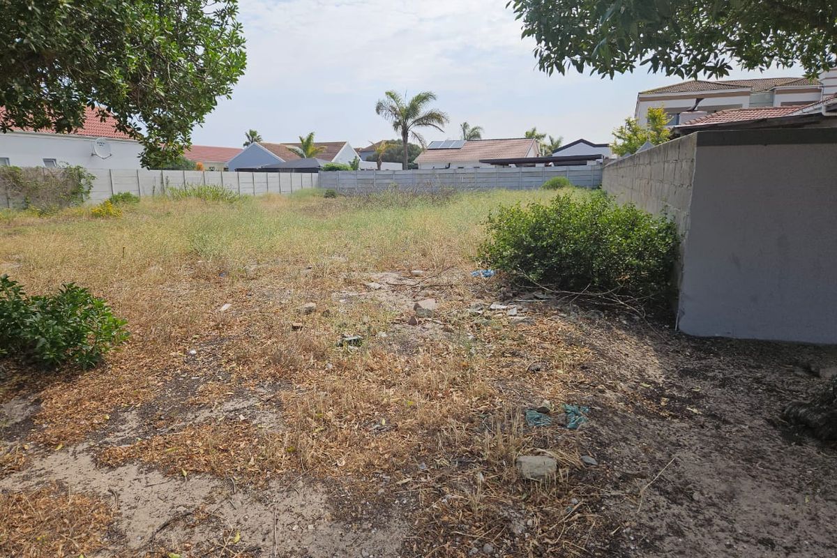 A vacant residential plot featuring a precast concrete boundary wall and overgrown natural vegetation.