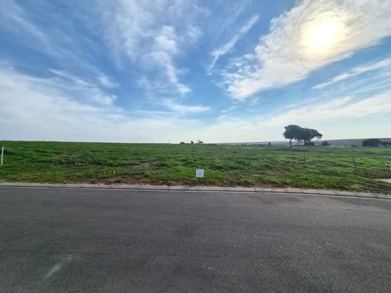 A vacant residential plot featuring a grassy landscape, accessible via a paved road, offering a clear view of the surrounding area.