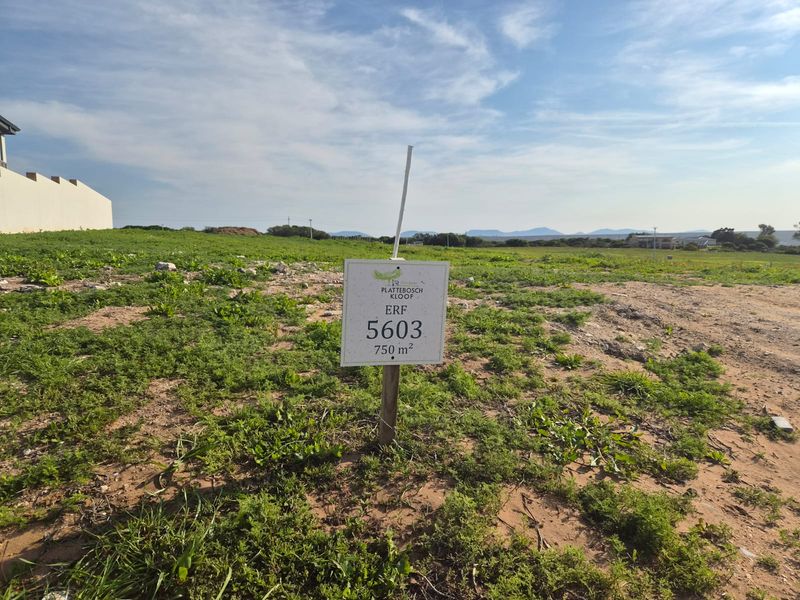 A vacant residential plot of 750 square meters, featuring natural vegetation and clear property signage.