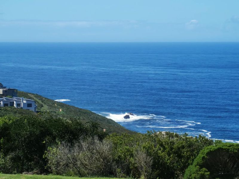 A scenic elevated view overlooking the coastline and the vast blue ocean, showcasing the natural landscape of the property.