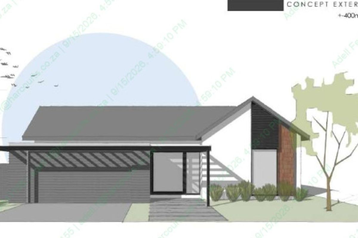 Architectural concept rendering for a residential property featuring a modern facade, pitched roof, and integrated garage.