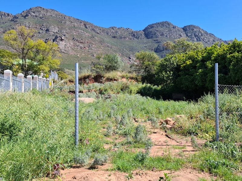 A vacant residential plot featuring chain-link fencing and natural mountain views, currently covered in overgrown vegetation.