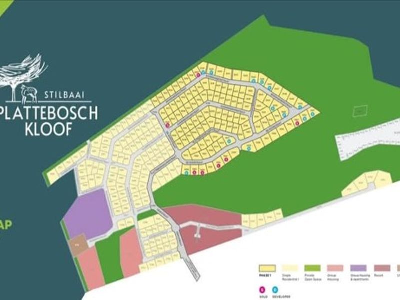 A sales map showing the layout and zoning of the Plattebosch Kloof residential development.