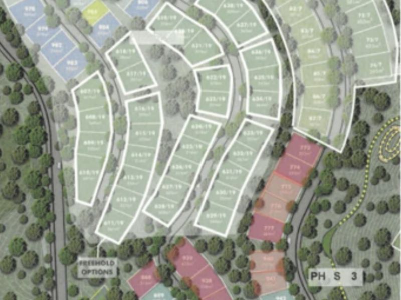 A detailed site layout plan showing the subdivision of residential land plots within the estate development.