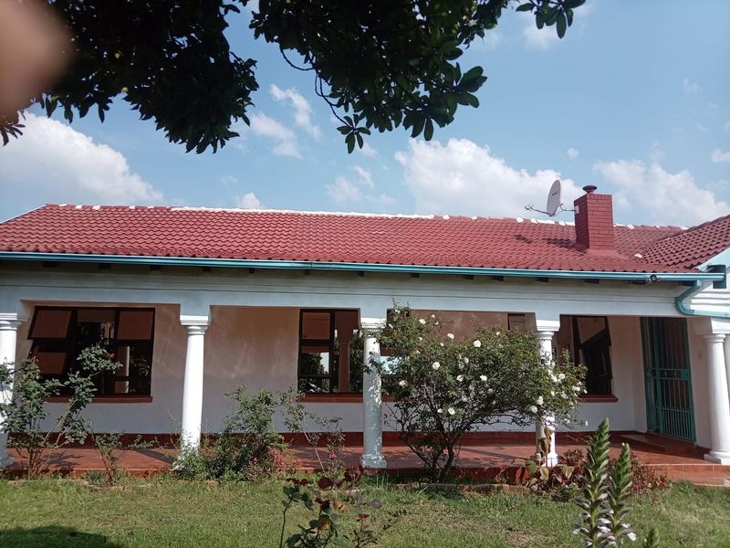 Rear elevation of the house featuring a covered patio with concrete columns, tiled roof, and aluminium window frames overlooking the garden.