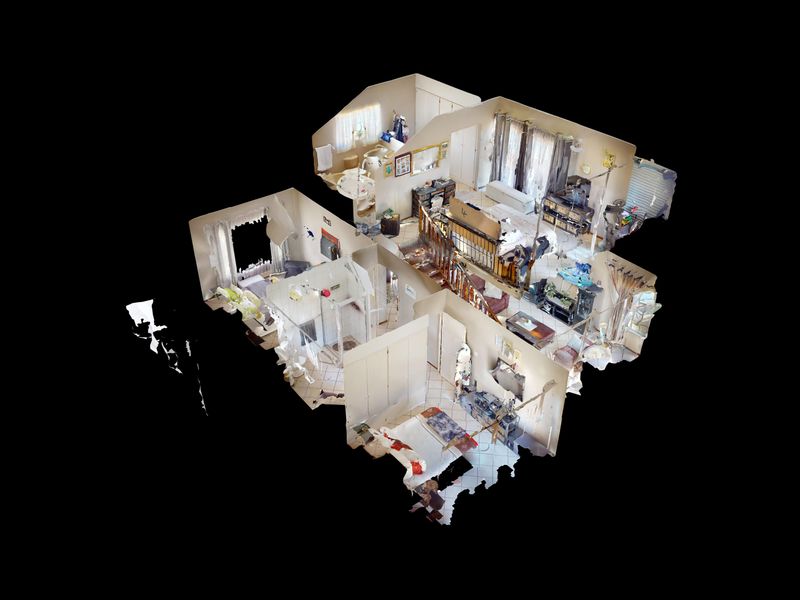 A 3D digital floor plan model showing the layout and spatial arrangement of the property's interior levels.