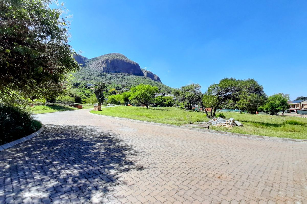 A view of the paved street and surrounding residential landscape, featuring established trees and mountain views in a quiet neighborhood setting.