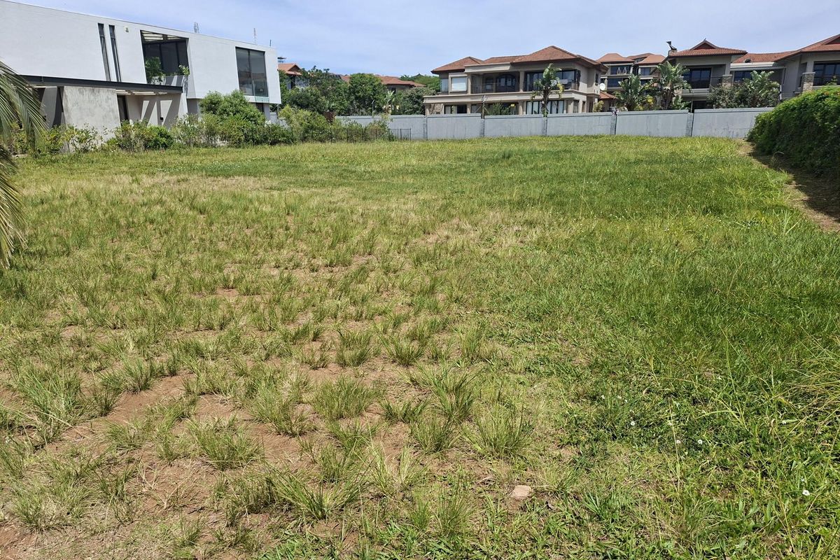 A vacant residential plot featuring a grass lawn and perimeter wall, situated in a developed neighborhood.