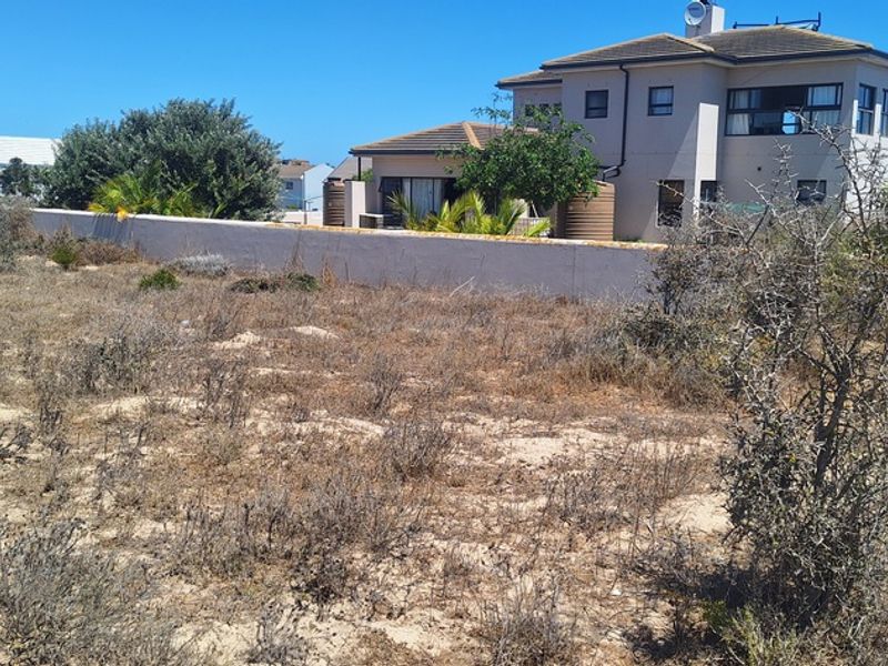A view of a vacant residential plot featuring natural vegetation, a boundary wall, and adjacent residential properties.