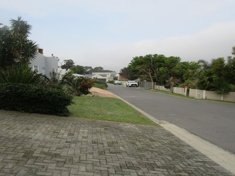 A view of the residential street showing the paved driveway, boundary wall, and surrounding landscaped garden area.