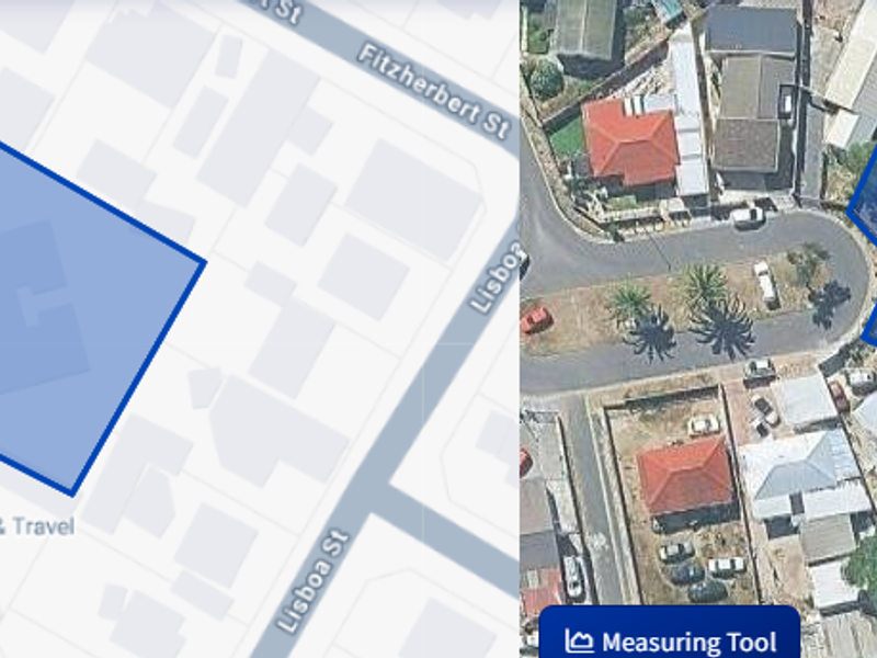 An aerial view showing the property layout and site boundaries in relation to the surrounding street network.