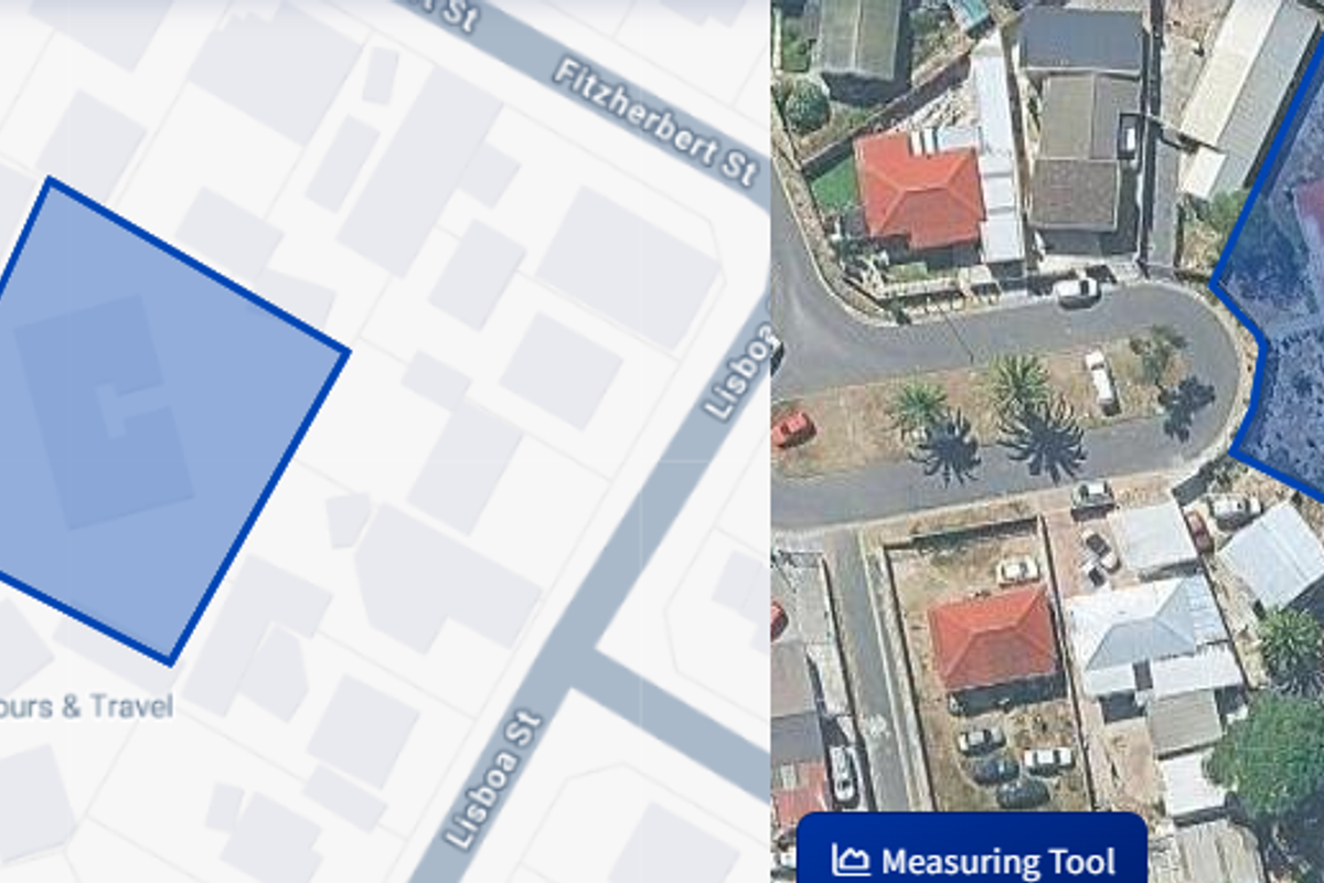 An aerial view showing the property layout and site boundaries in relation to the surrounding street network.