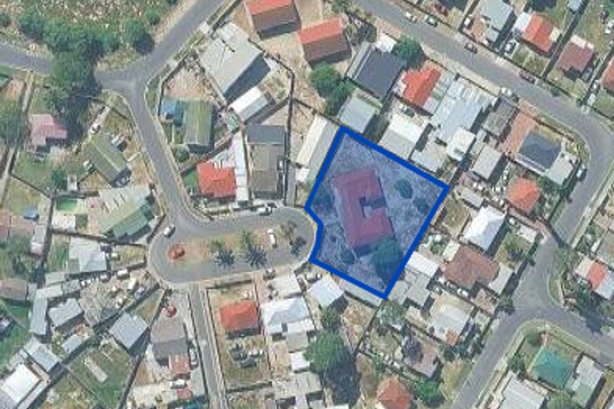 An aerial view showing the property location and its surrounding residential neighborhood layout.