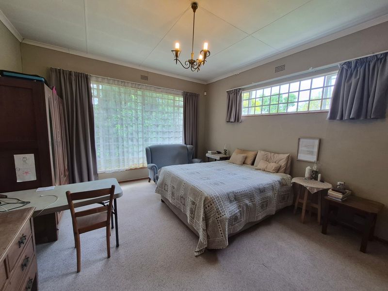 A spacious bedroom featuring neutral wall tones, carpeted flooring, and large grid-pattern windows that provide ample natural light.