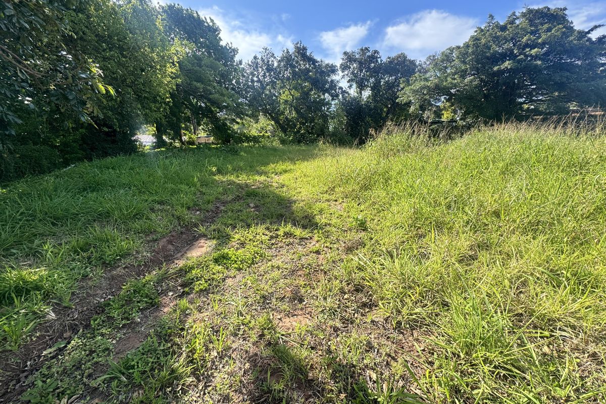 A view of a vacant residential plot featuring established trees and natural grass coverage, suitable for future development.