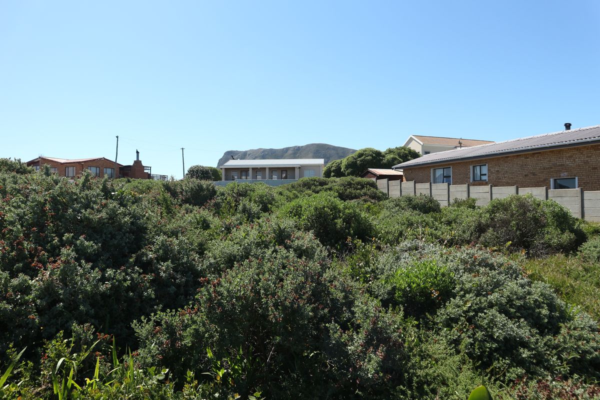 A view of a vacant residential plot featuring dense indigenous vegetation and a precast concrete boundary wall with neighboring properties in the background.