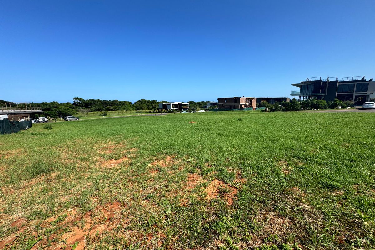A wide-angle view of a vacant residential plot featuring open grassland in a developed estate setting.
