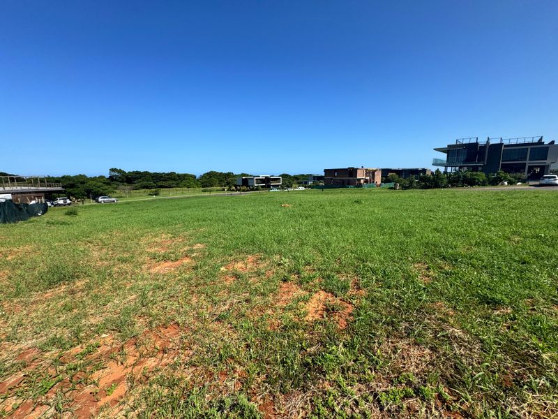 A wide-angle view of a vacant residential plot featuring open grassland in a developed estate setting.