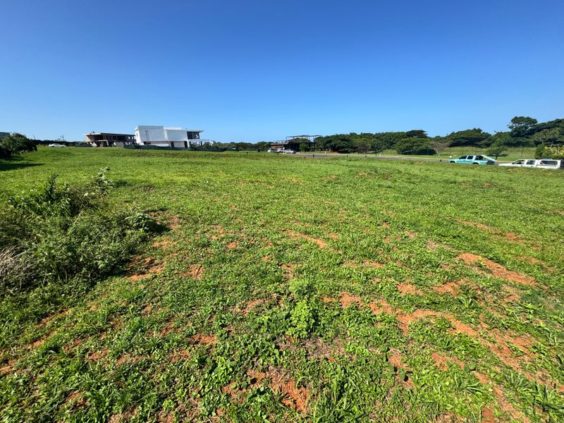 A wide-angle view of a vacant residential plot featuring open grassland with surrounding neighborhood development visible in the background.