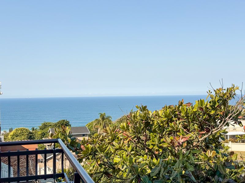 Elevated balcony view overlooking the ocean and surrounding residential neighborhood.