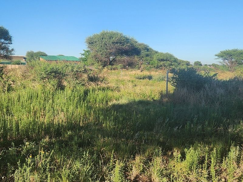 A view of a vacant commercial land plot featuring natural vegetation and perimeter fencing.