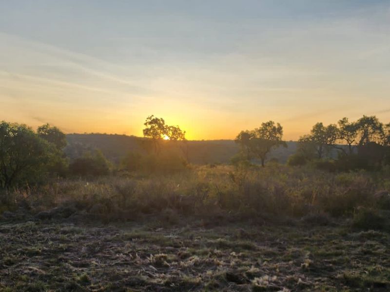 A scenic view of the vacant residential land at sunset, showcasing the natural landscape and surrounding vegetation.