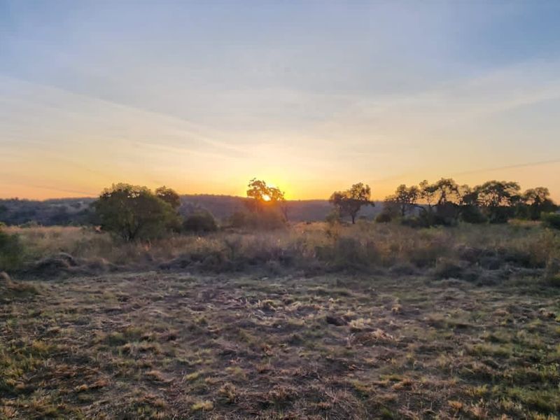 A scenic view of the vacant residential land at sunset, showcasing the natural landscape and surrounding vegetation.