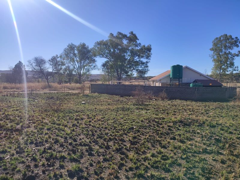 A view of the rear yard featuring a brick boundary wall, electric fencing, and a water storage tank on the property.
