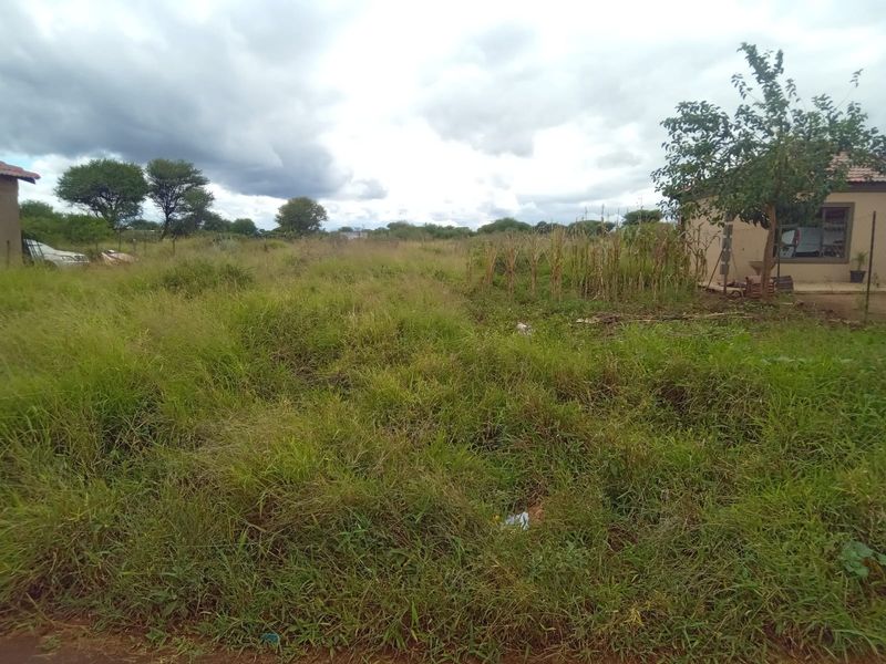 A view of an undeveloped residential plot featuring overgrown grass and natural vegetation with adjacent structures visible in the background.