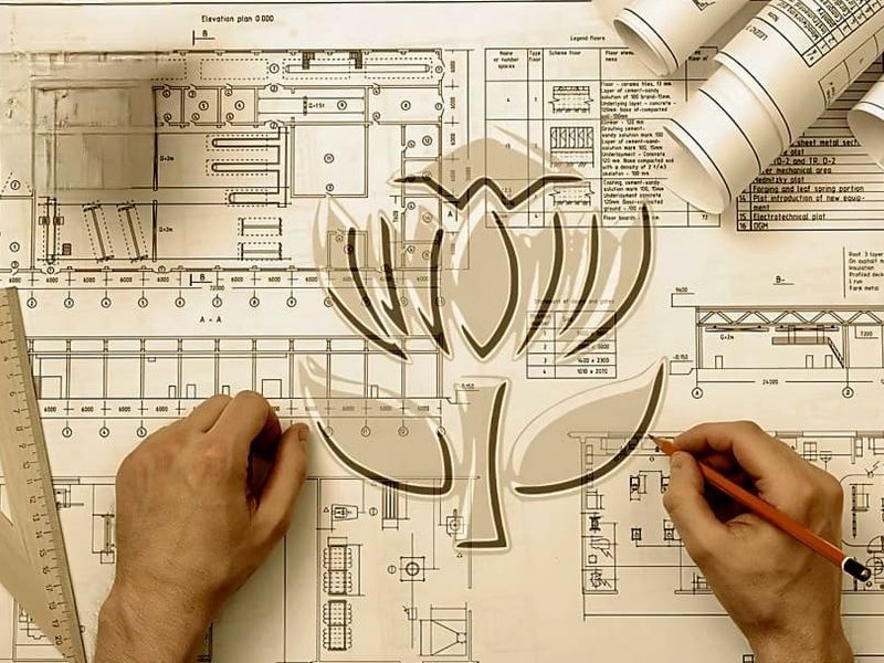 Architectural floor plan and elevation drawings for a residential property development, showing structural layout and design specifications.