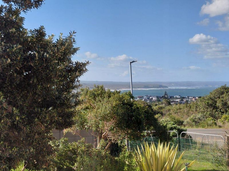 A scenic elevated view overlooking the coastal landscape and distant ocean horizon.