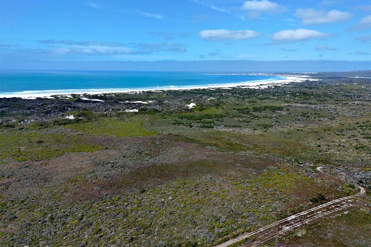 Aerial view of expansive vacant residential land featuring natural coastal vegetation and proximity to the ocean shoreline.