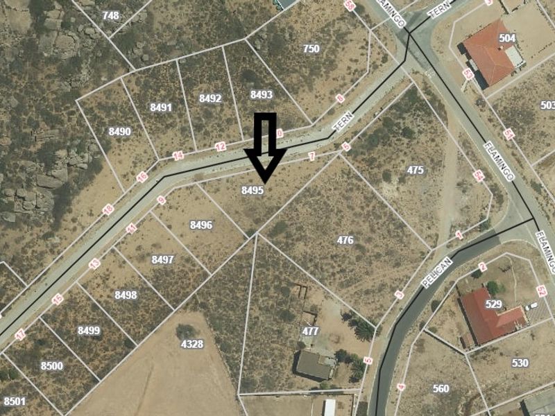 An aerial cadastral map view highlighting the specific residential plot number 8495 within the estate layout.