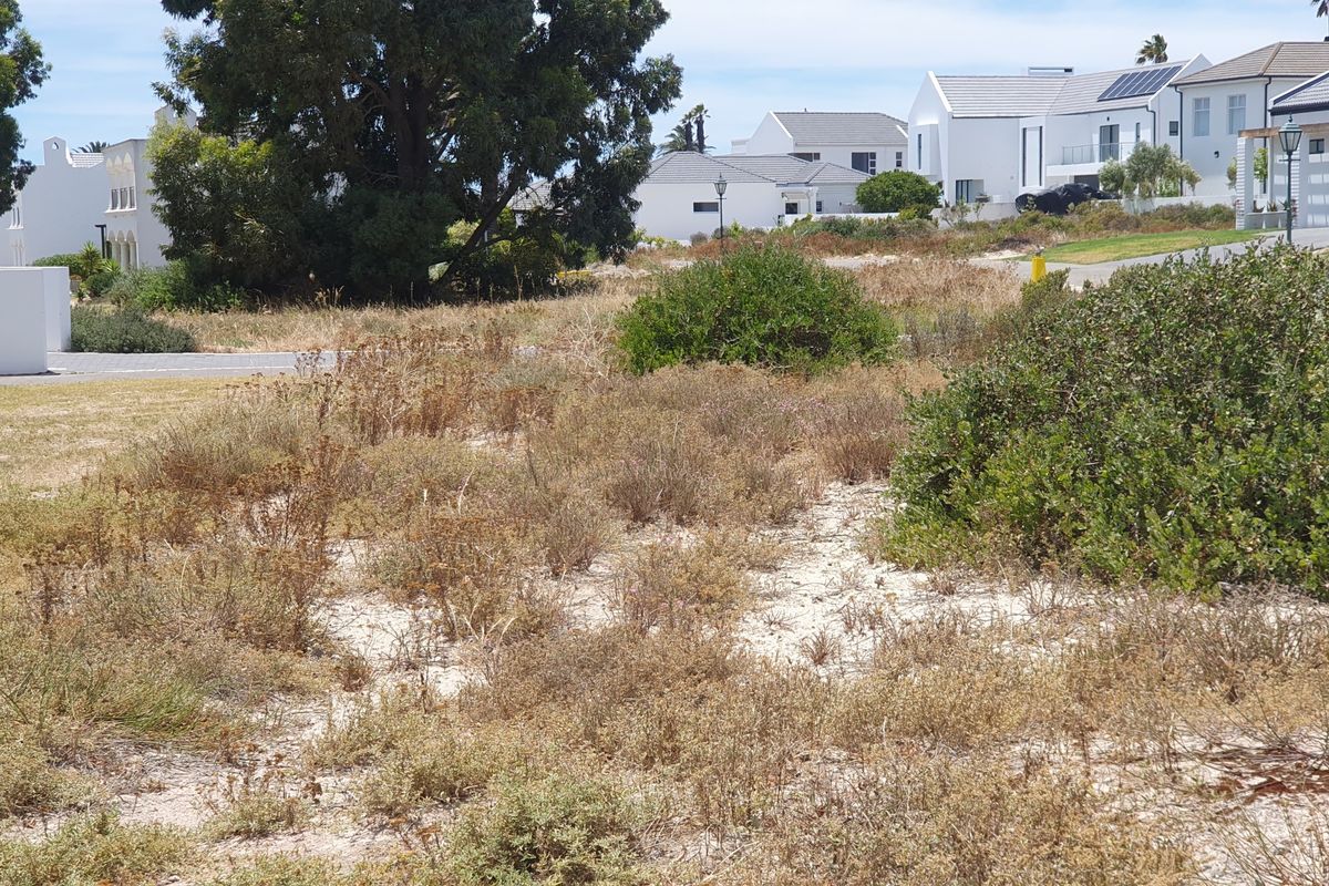 A vacant residential plot featuring sandy soil and native vegetation, situated in a developed neighborhood with established homes nearby.
