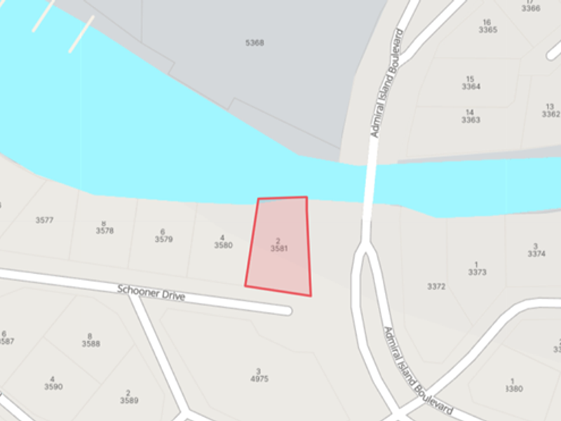 A cadastral map showing the location and boundaries of the vacant residential plot at 2 Schooner Drive.
