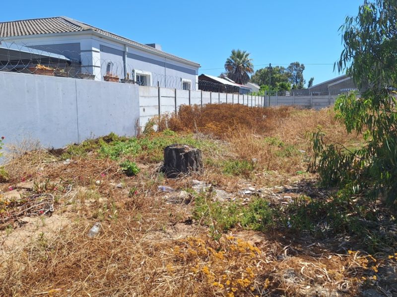 A vacant residential plot featuring a perimeter wall with security razor wire and overgrown vegetation.