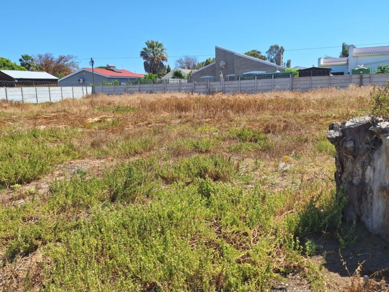 A vacant residential plot featuring dry, overgrown vegetation and enclosed by a precast concrete boundary wall.