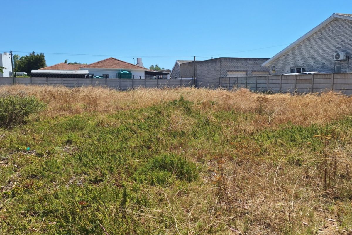A vacant residential plot featuring dry grass and vegetation, enclosed by a precast concrete boundary wall in a suburban neighborhood setting.