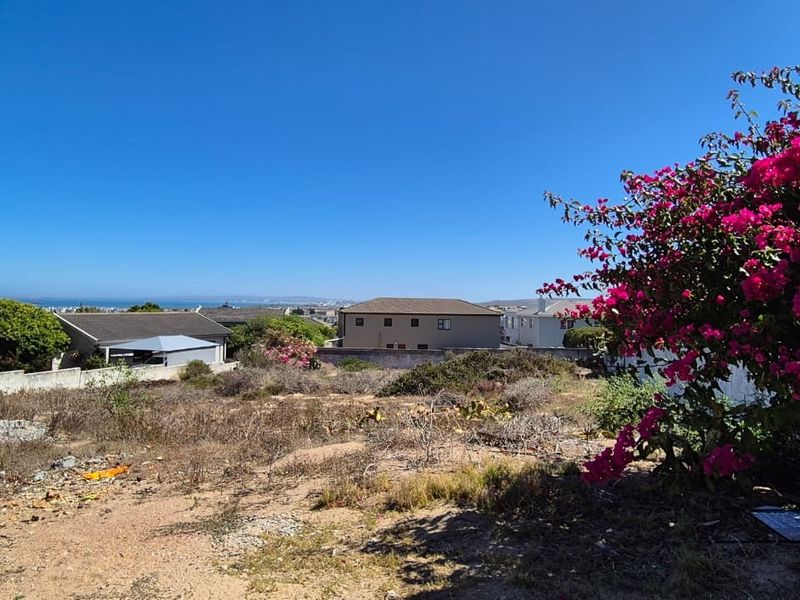 A view of the vacant residential land featuring natural vegetation, boundary walls, and distant coastal scenery under a clear blue sky.
