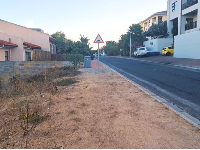 A street-level view of the residential property frontage, showing the adjacent road, curb, and boundary wall of the vacant land.