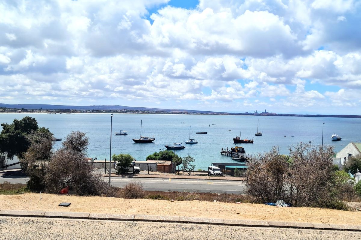 A scenic view overlooking the bay with boats anchored in the water, capturing the coastal landscape and horizon.