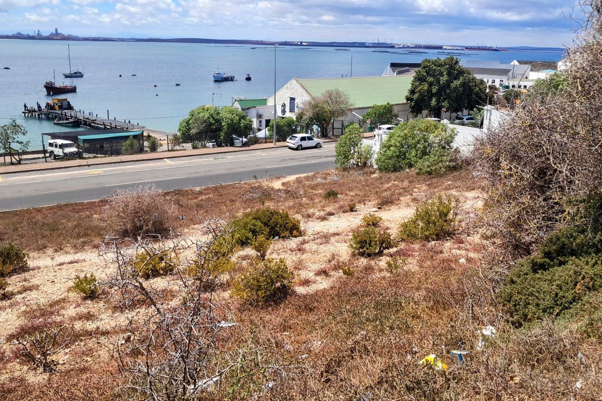 Elevated view overlooking the coastal bay, harbour area, and surrounding landscape from the vacant residential land.
