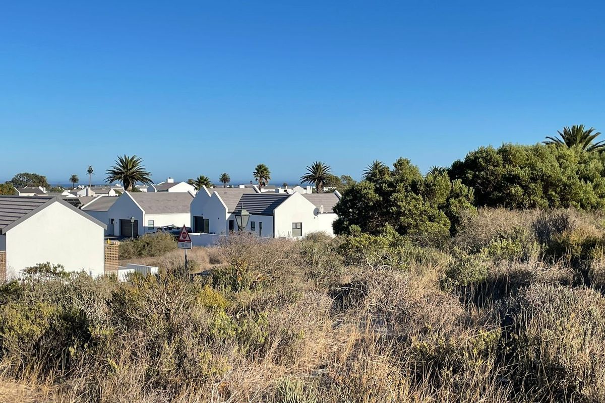 A view of the surrounding residential neighborhood and natural landscape from the vacant land plot.
